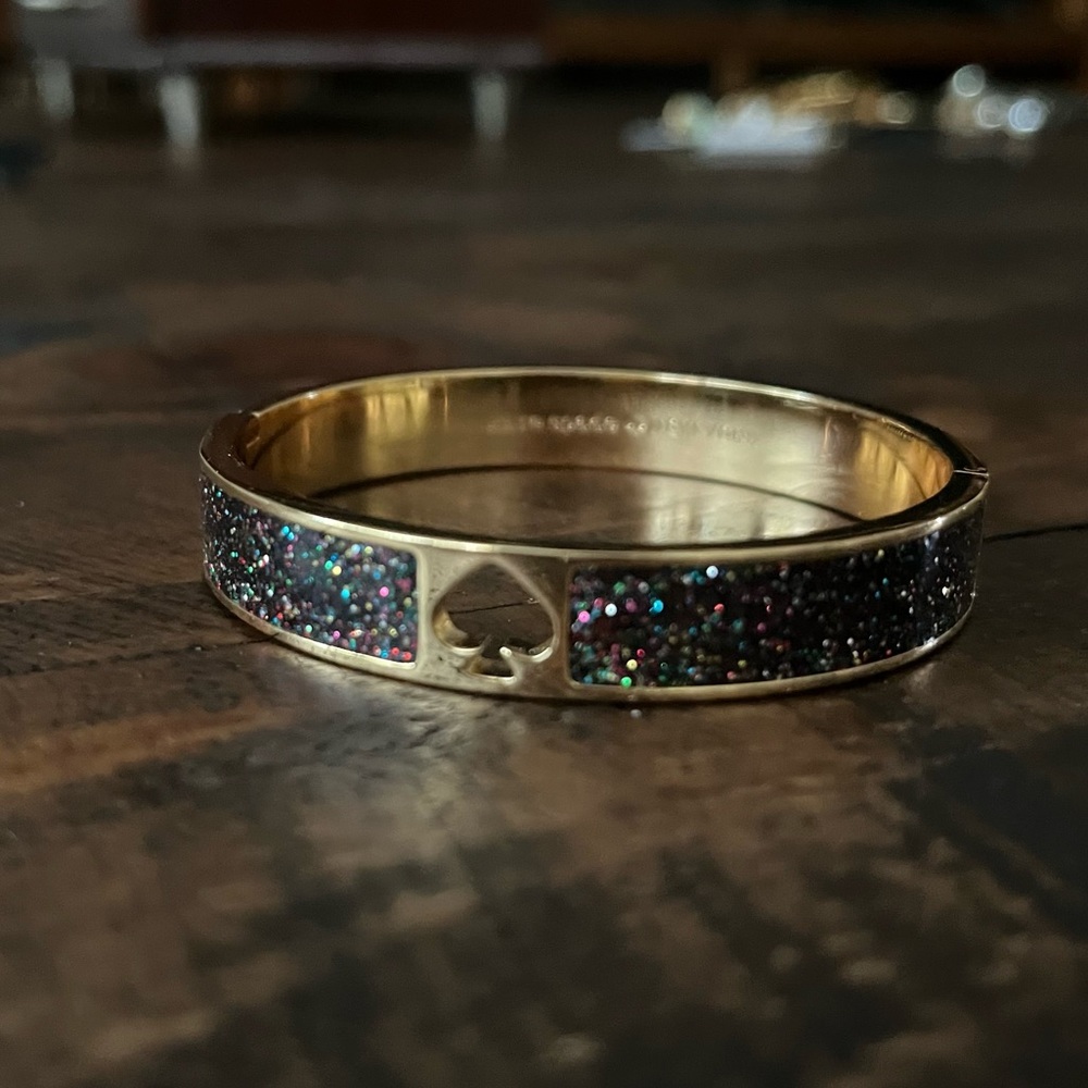 Kate Spade Black Multi Glitter Gold Bangle Bracelet